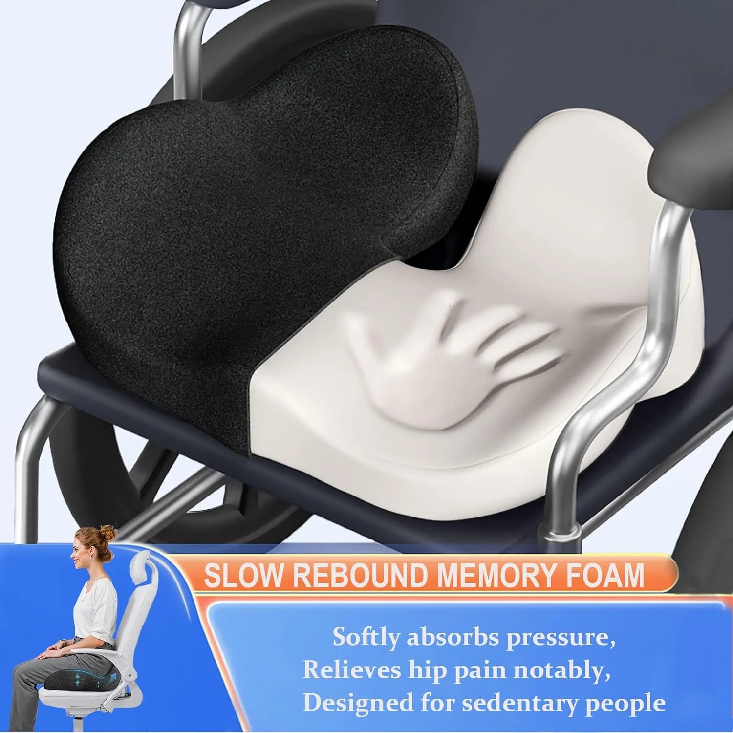 Thickened Memory Foam Seat Cushion – Heavy-Duty Chair Pad for Lower Back Relief