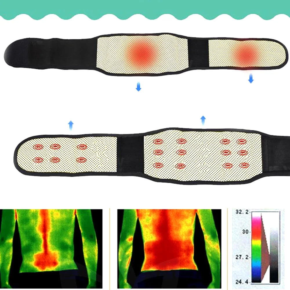 Tourmaline Self-Heating Magnetic Back Support Belt – Lumbar Pain Relief Brace
