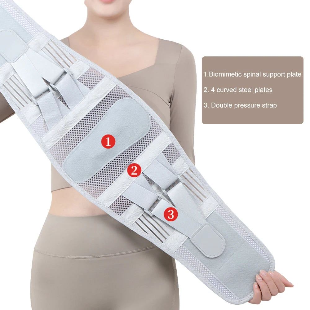 Back Braces Lumbar Support for Men & Women, Breathable Soft Mesh Fabric and 5 Stays All-round Support, Back Lumbar Support Home
