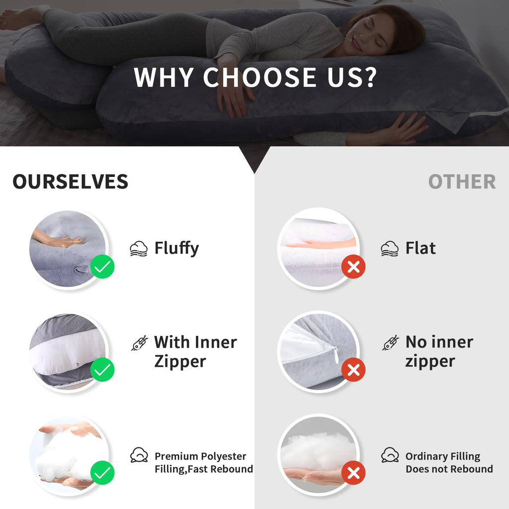 G-Shape Full Body Pregnancy Pillow with Removable Cover