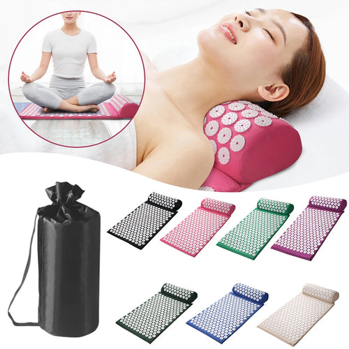 Acupressure Pillow Set with Storage Bag – Neck, Back & Foot Massage Mat for Blood Circulation