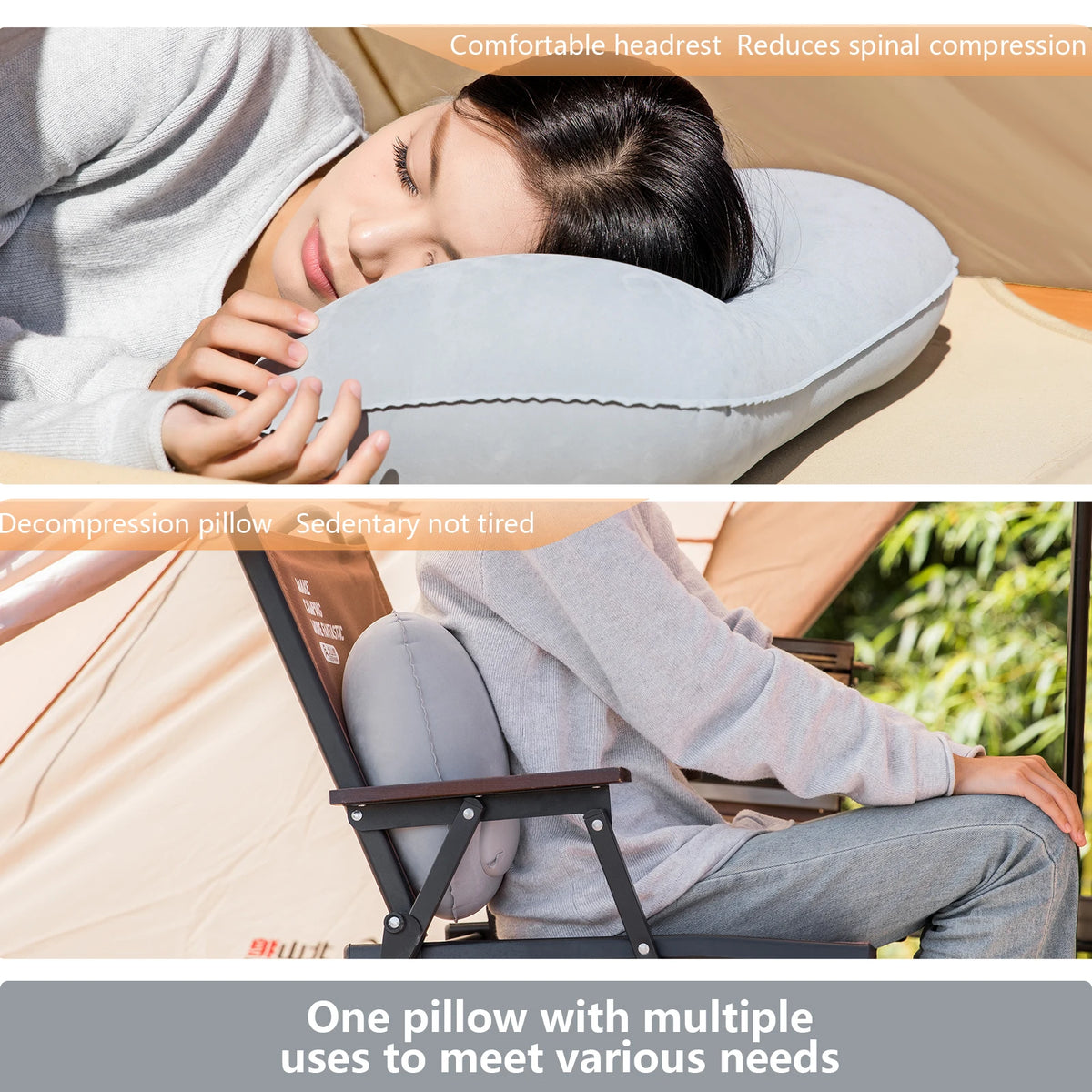 BISINNA Ultralight Camping Inflatable Pillow – Portable Travel Pillow for Neck & Lumbar Support
