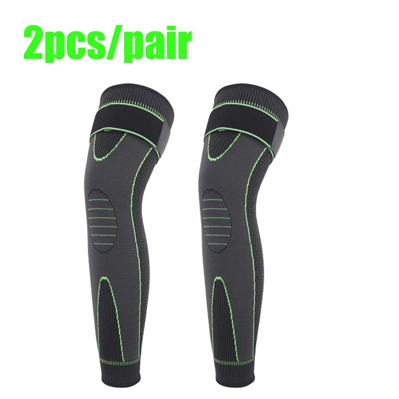 Non-Slip Elastic Long Leg Sleeve Knee Pads – Pressurized Running & Sports Warm Leg Protection