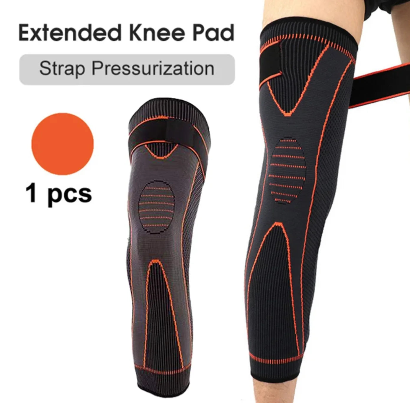 Non-Slip Elastic Long Leg Sleeve Knee Pads – Pressurized Running & Sports Warm Leg Protection