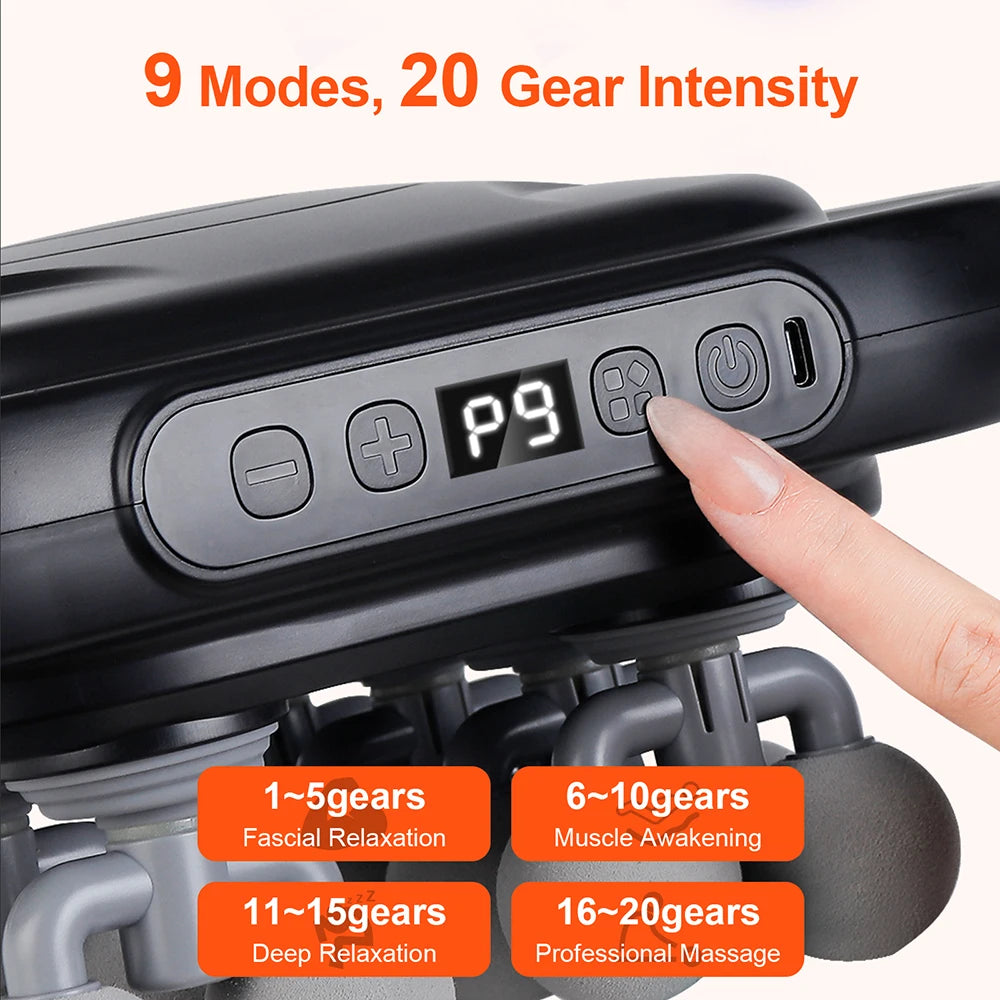 16-Head Fascia Gun – High-Frequency Vibration Body Massage Gun for Waist, Back, Neck & Shoulder Muscle Relief