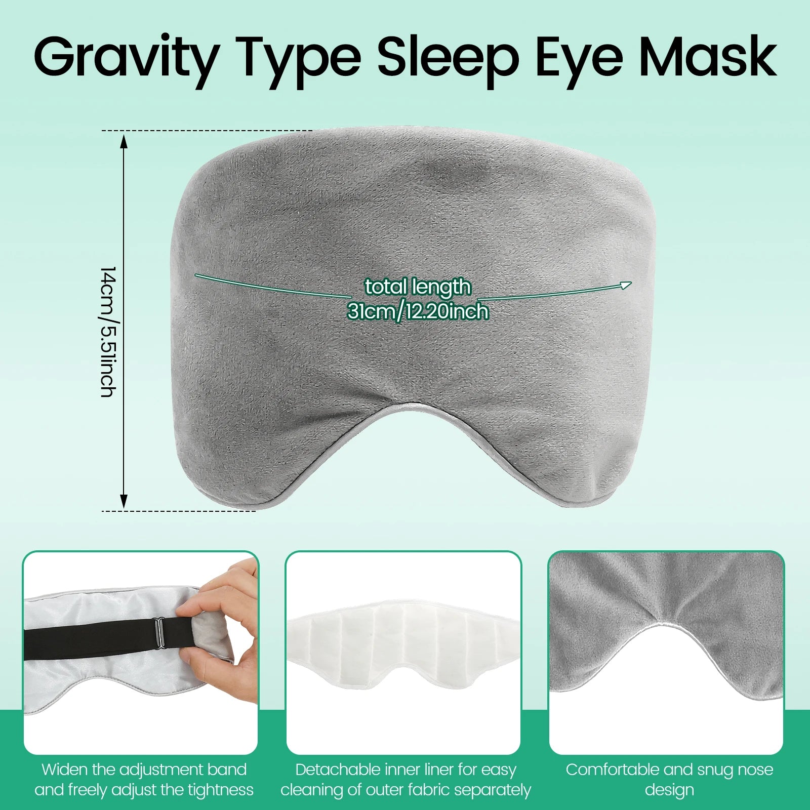 Weighted Eye Mask – Soft Breathable Blackout Sleep Mask with Adjustable Strap & Removable Weighted Cover