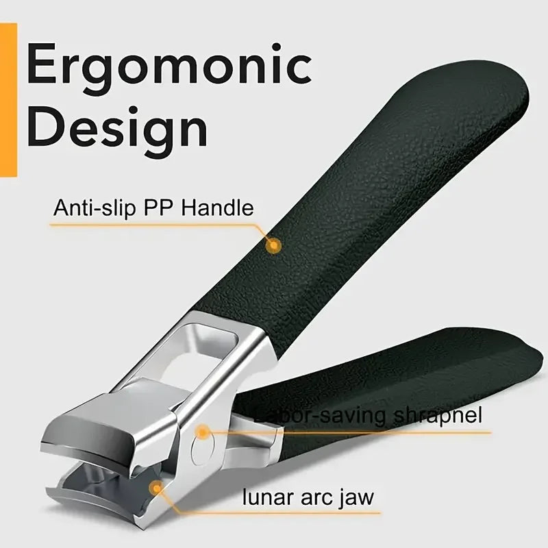 Professional Stainless Steel Nail Clippers Set – Anti-Splash Sharp Trimmer for Thick Nails & Pedicure