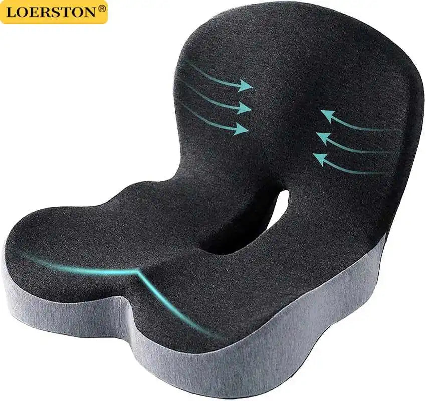 HEALTENCE Memory Foam Car Seat & Office Cushion – Waist & Lumbar Support