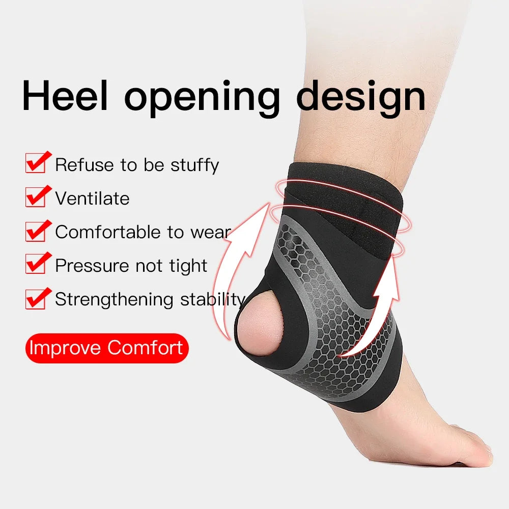 Adjustable Compression Ankle Brace – Elastic Ankle Guard & Pain Relief Strap for Basketball & Sports
