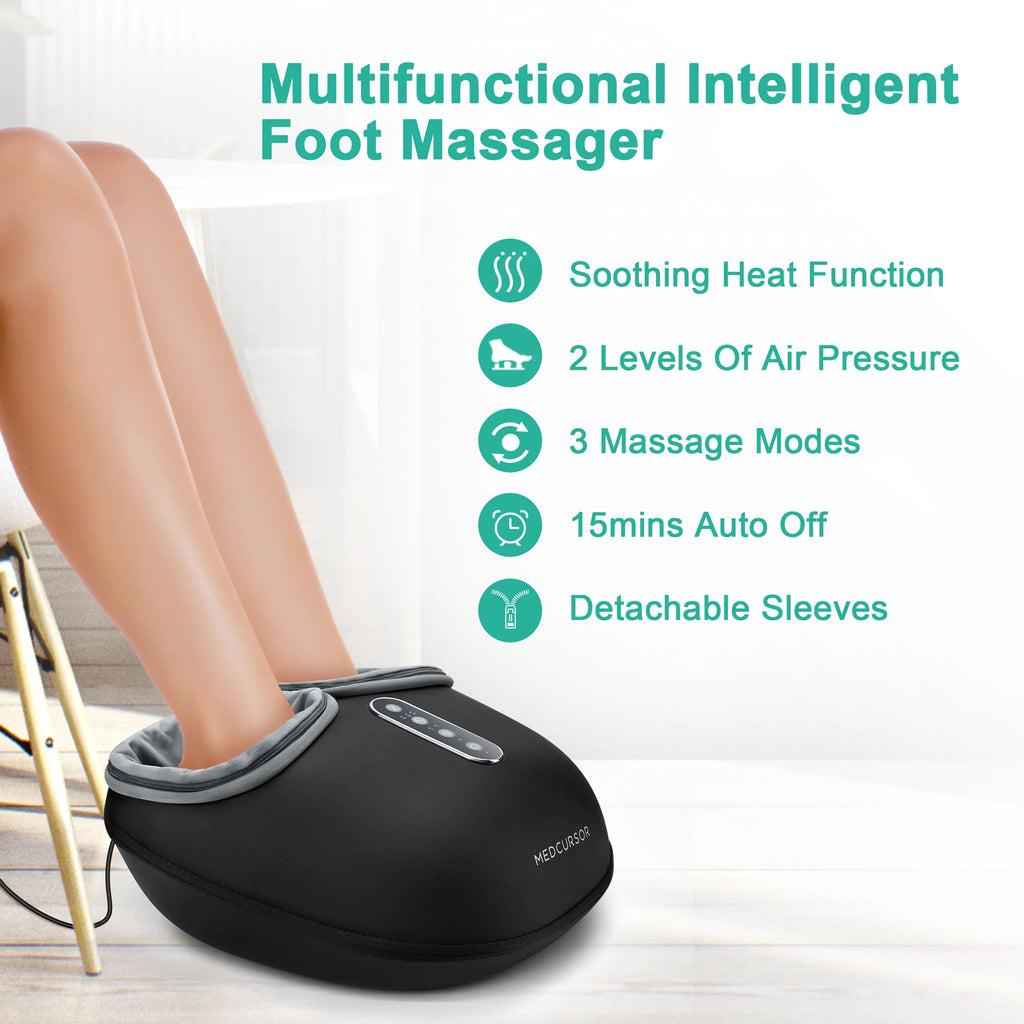 Medcursor Shiatsu Foot Massager Machine with Heat Roller Muscle Relaxation Pain Relief Electric Fully Wrapped Foot Massage