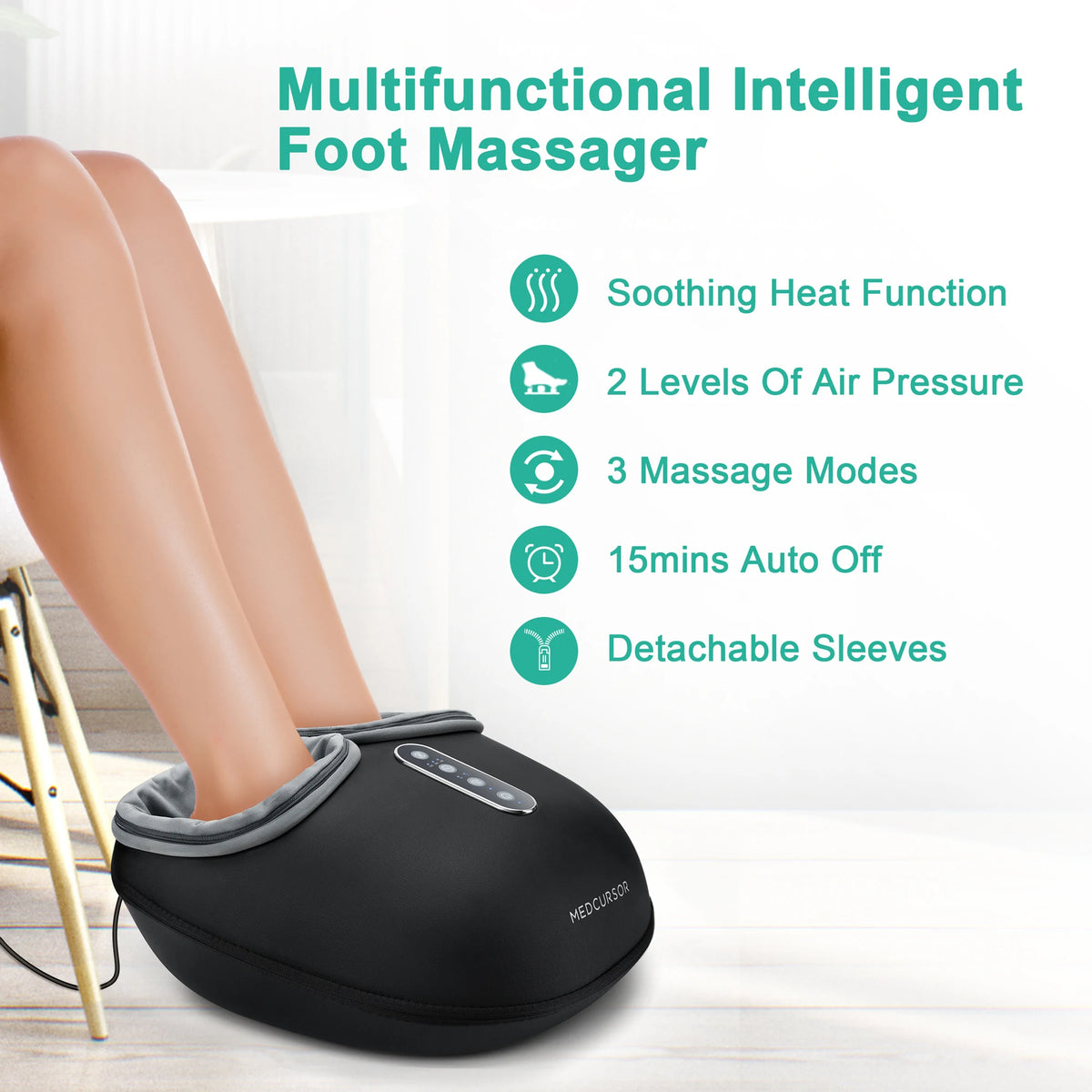Medcursor Shiatsu Foot Massager Machine with Heat – Roller Muscle Relaxation & Pain Relief Fully Wrapped