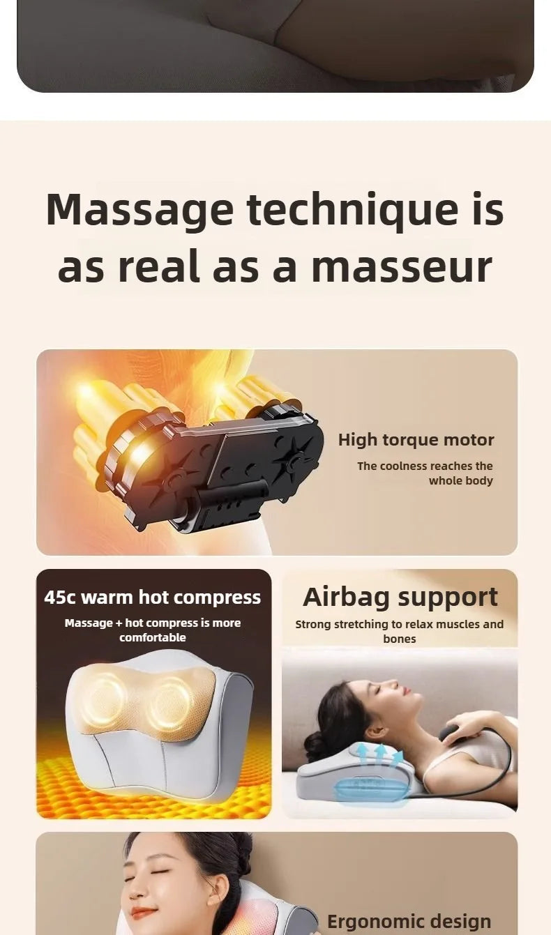 HEALTENCE Electric Shiatsu Neck Massage Pillow – Hot Compress Massager
