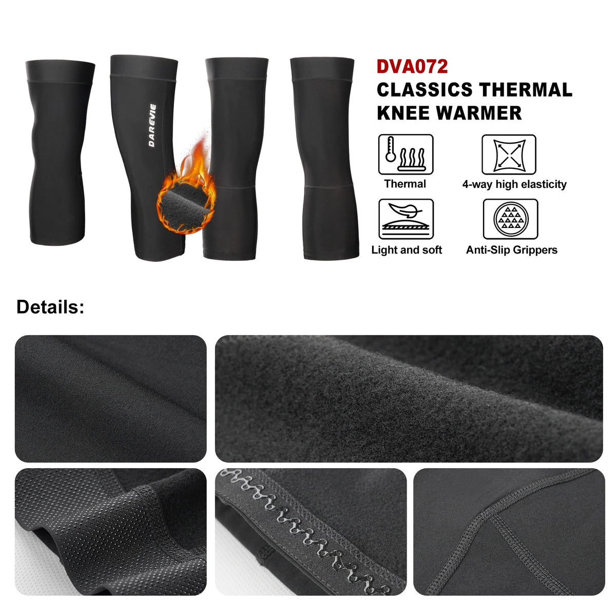 DAREVE Thermal Cycling Leg Warmers – Anti-Slip Anti-UV Moisture-Wicking Quick-Dry Leggings for Men