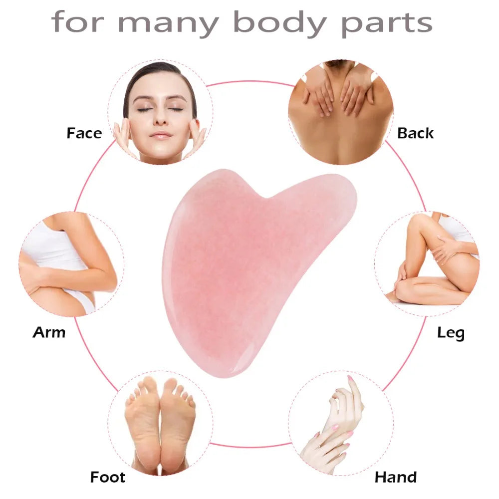 Rose Pink Gua Sha Massage Board – Jade Face Scraper for Neck, Back & Body Sculpting