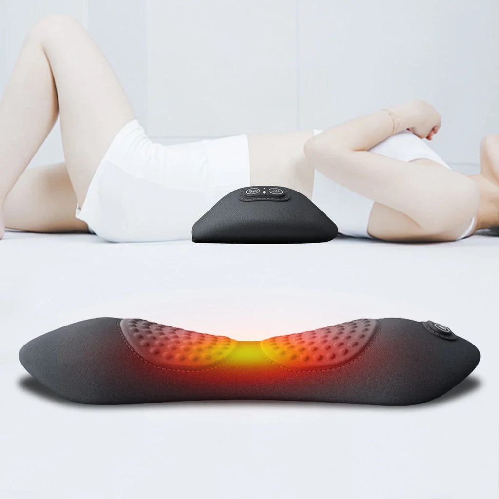 Okayso 3-in-1 Lumbar Support Pillow – Adjustable Height Back Massager & Heated Memory Foam Waist Pillow