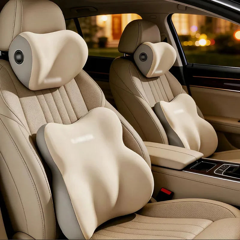Car Headrest & Lumbar Support Cushion – Memory Foam Backrest & Neck Pillow Car Accessory