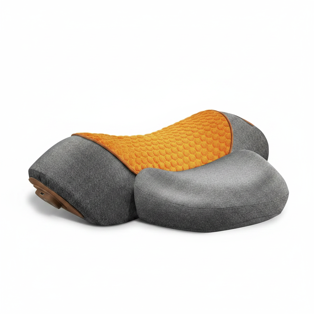 Electric Neck Massager Cervical Pillow – Hot Compress Heating & Vibration for Neck, Shoulder & Back Traction