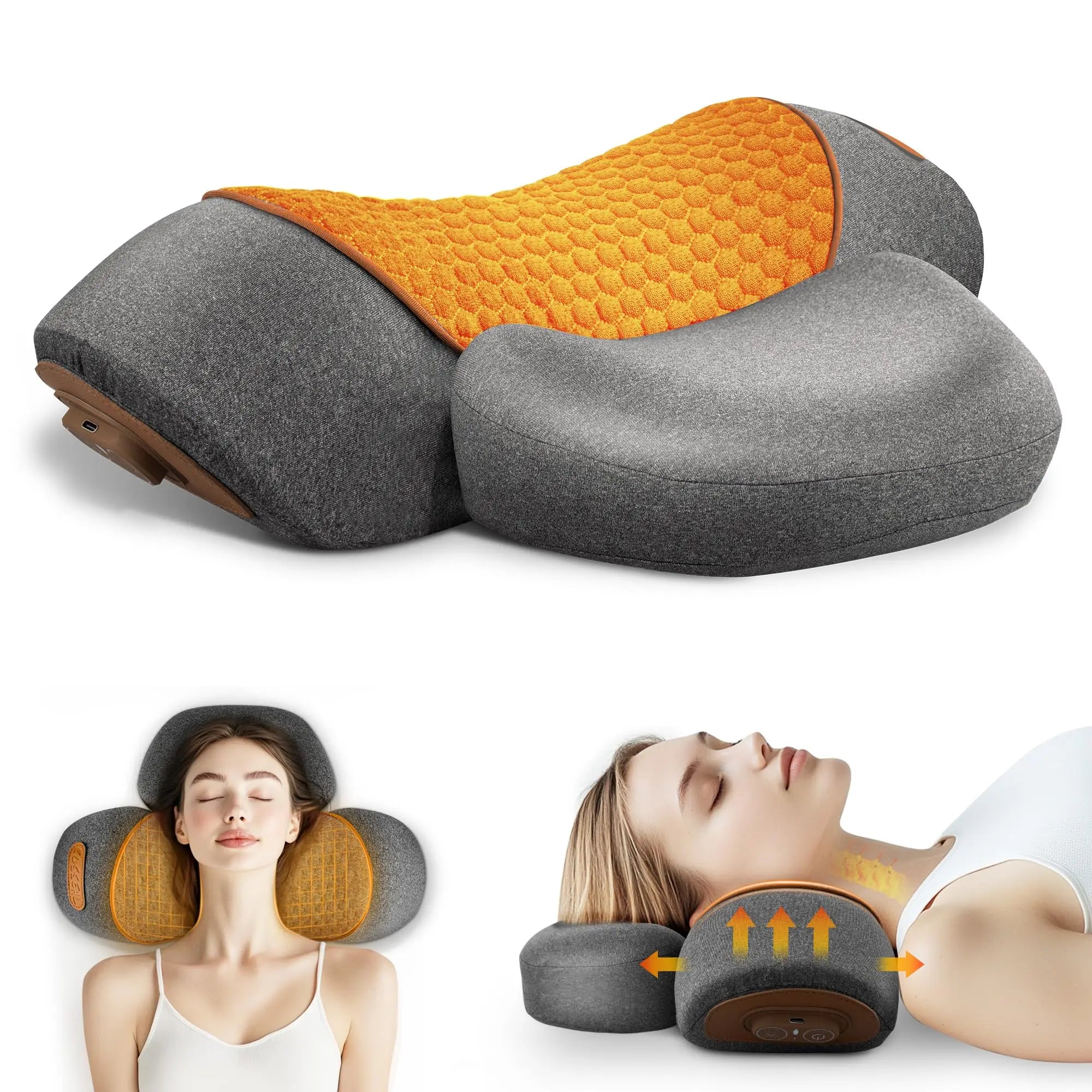 Electric Neck Massager Cervical Pillow – Hot Compress Heating & Vibration for Neck, Shoulder & Back Traction