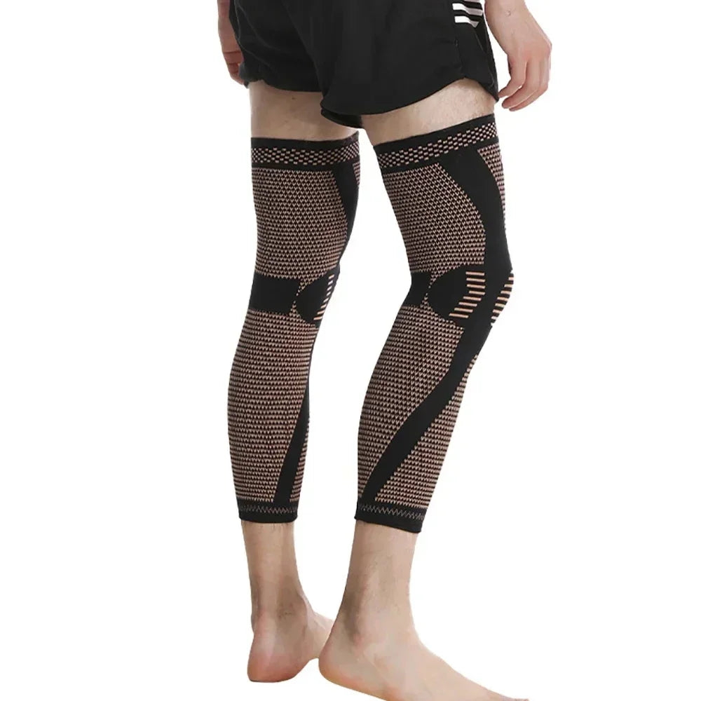 Copper-Infused Full Leg Compression Sleeve – Knee & Calf Support for Sports & Recovery