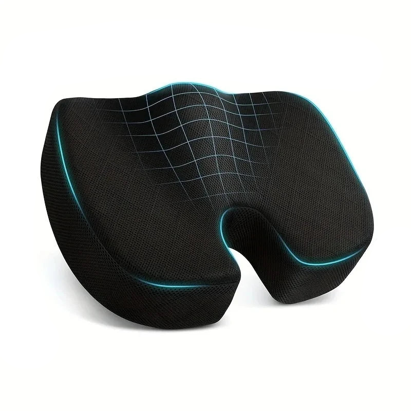 HEALTENCE Memory Foam Chair Cushion – Ergonomic Hip & Back Support