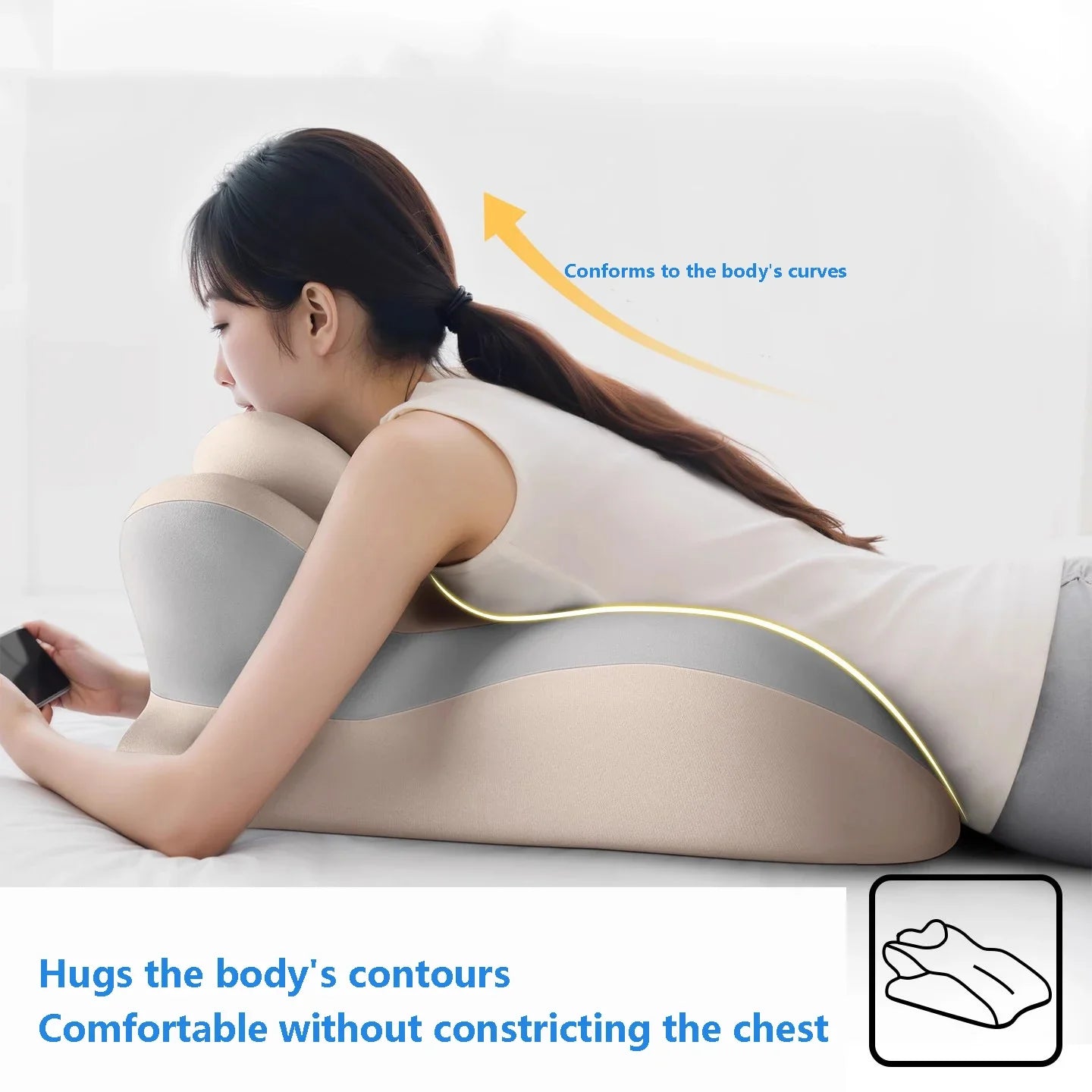 Wedge Memory Foam Pillow – Ergonomic Neck & Back Support