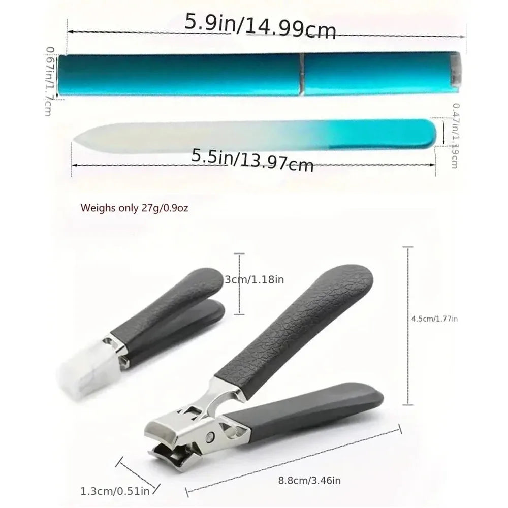 Professional Stainless Steel Nail Clippers Set – Anti-Splash Sharp Trimmer for Thick Nails & Pedicure