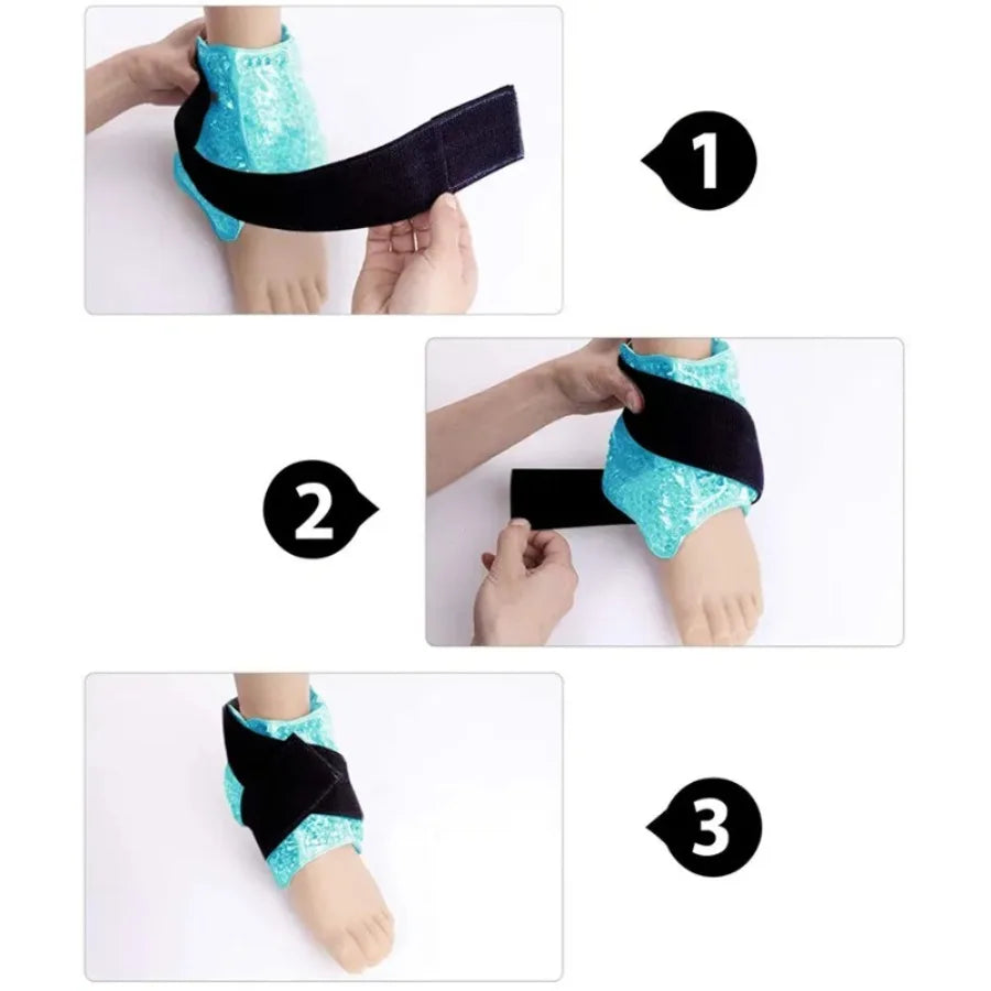 Hot & Cold Ankle & Foot Gel Ice Pack Wrap – Adjustable Strap for Sprains & Plantar Fasciitis