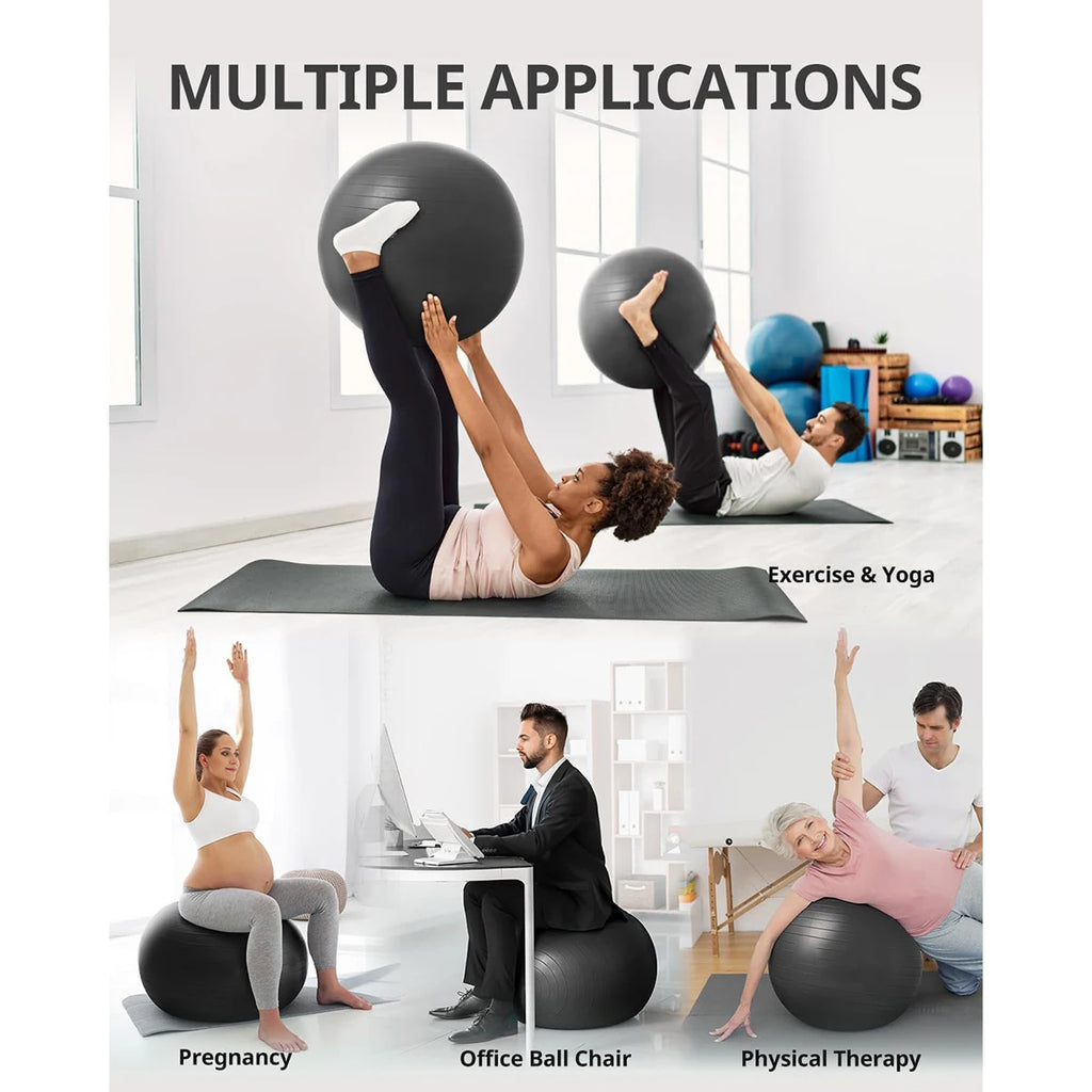 Yoga Balance Ball – Anti-Burst Pilates Exercise Ball for Home Fitness, Pregnant Women & Rehabilitation (55/65/75/85cm)