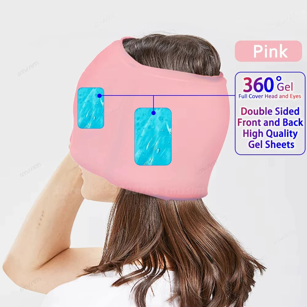 180/360Degree Gel Ice Headache Migraine Relief Hat Cold Compress Therapy Cap Ice Head Wrap Pack For Pressure Relieve Pain Mask