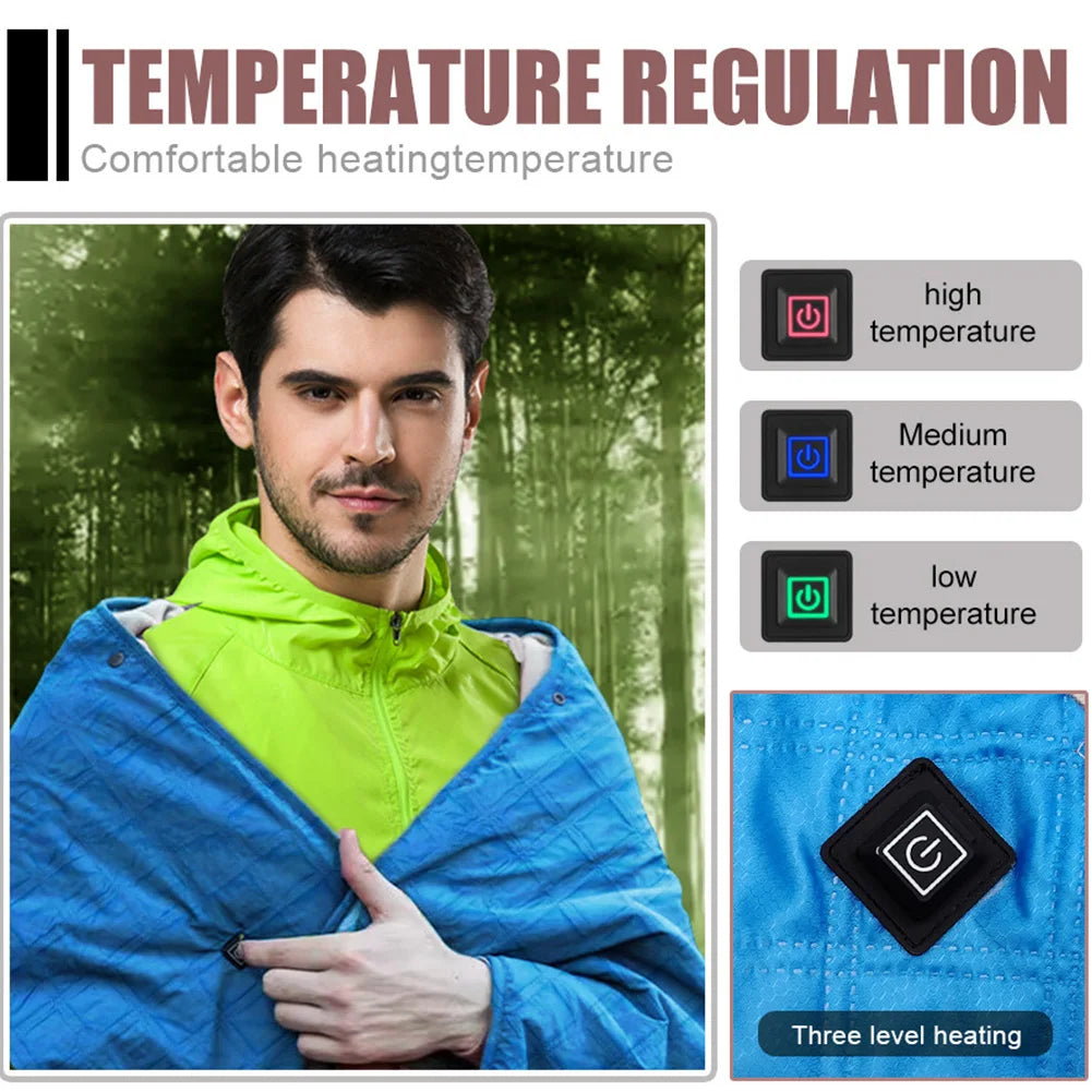 Electric Heating Blanket – 3-Level Adjustable Sleeping Mat with 6 Heating Zones for Indoor & Outdoor Use