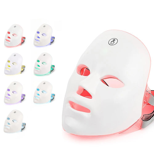 7-Color LED Facial Mask with Neck – Red Light Therapy for Skin Tightening, Anti-Aging & Whitening