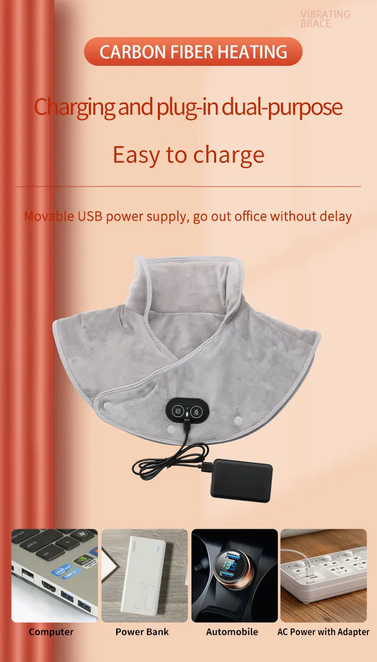 HEALTENCE Electric Heating Shoulder & Neck Pad – 3-Gear Thermal Vibration Massager