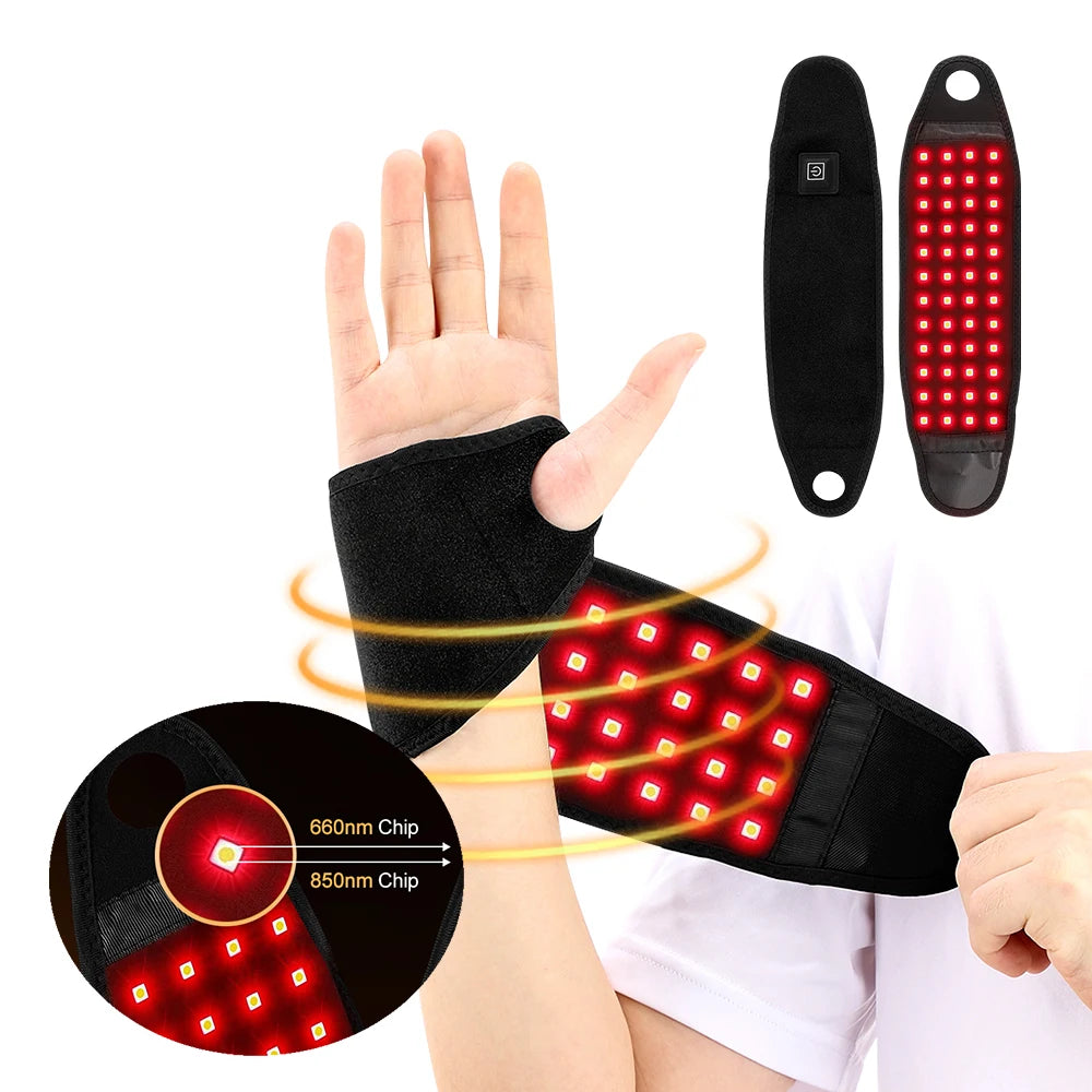 Red Light Therapy Wrist Strap – 660nm & 850nm LED Infrared Brace for Carpal Tunnel & Wrist Pain