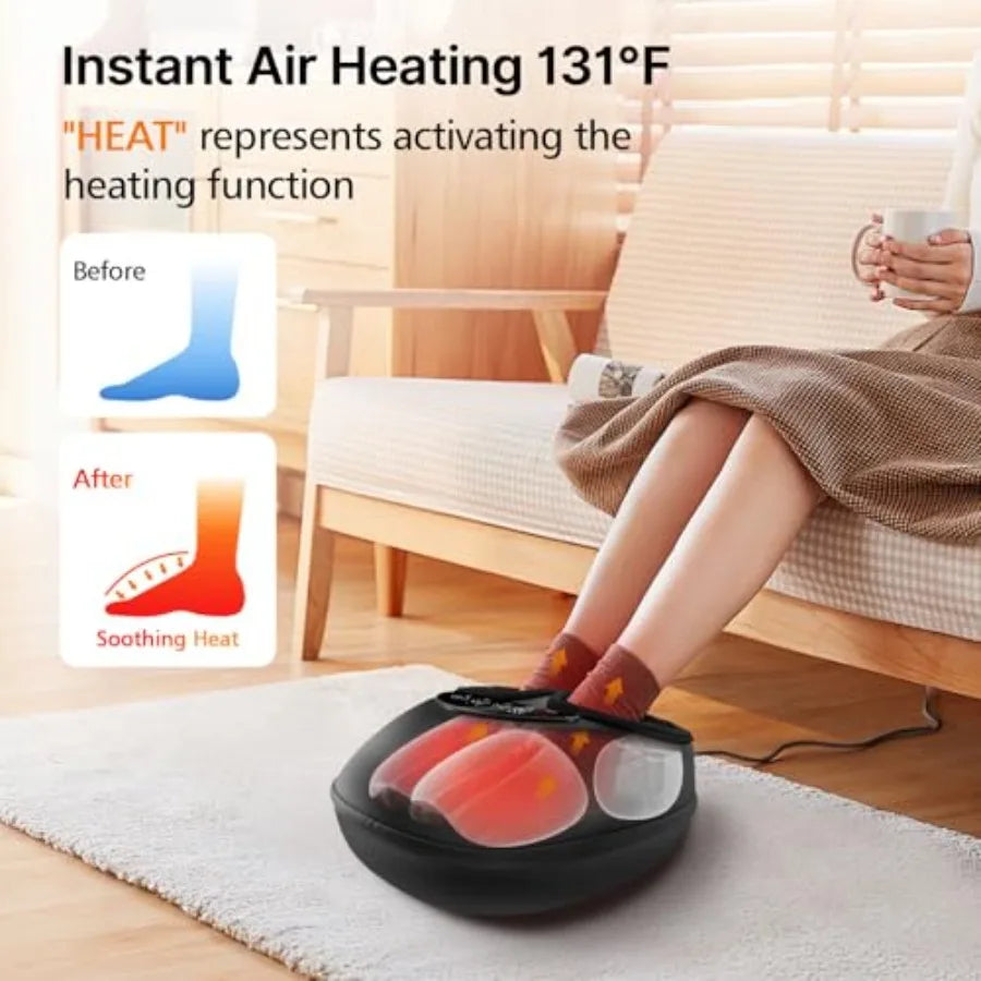 Electric Shiatsu Foot Massager with Heat – Deep Kneading & Air Compression for Foot Wellness (Fits Size 13)