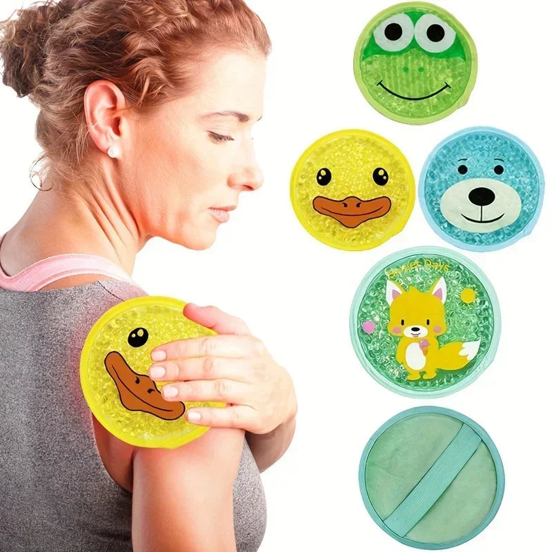 Reusable Cartoon Gel Ice Pack – Cute Dual Hot & Cold Compress for Elbow, Knee, Toothache & First Aid