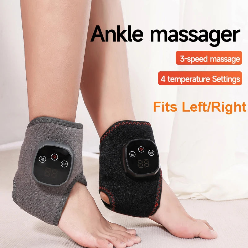 Electric Heat & Vibration Ankle Wrist Massager – Hot Compress Therapy Heated Wrap Brace