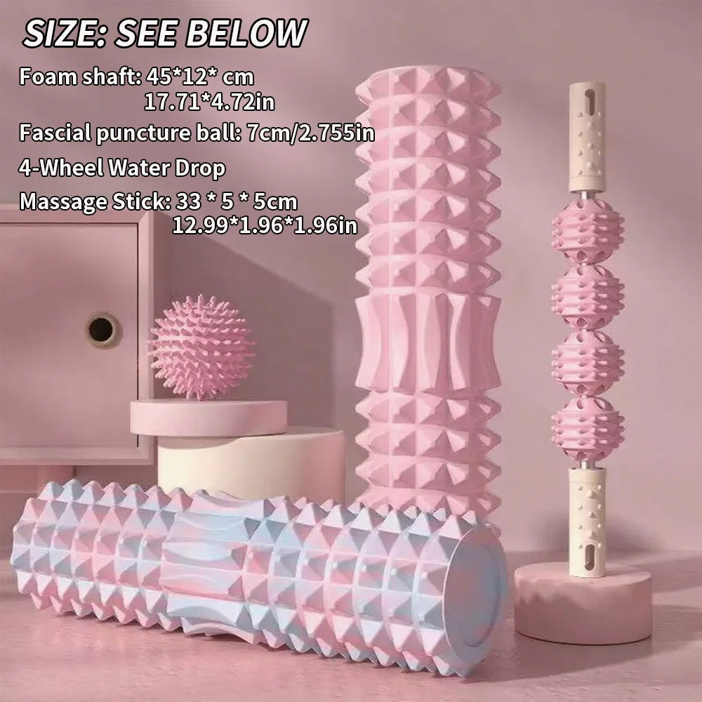 3-Piece Home Massage Set – Spiky Massage Ball, Massage Roller & Foam Roller Shaft for Full Body Relief