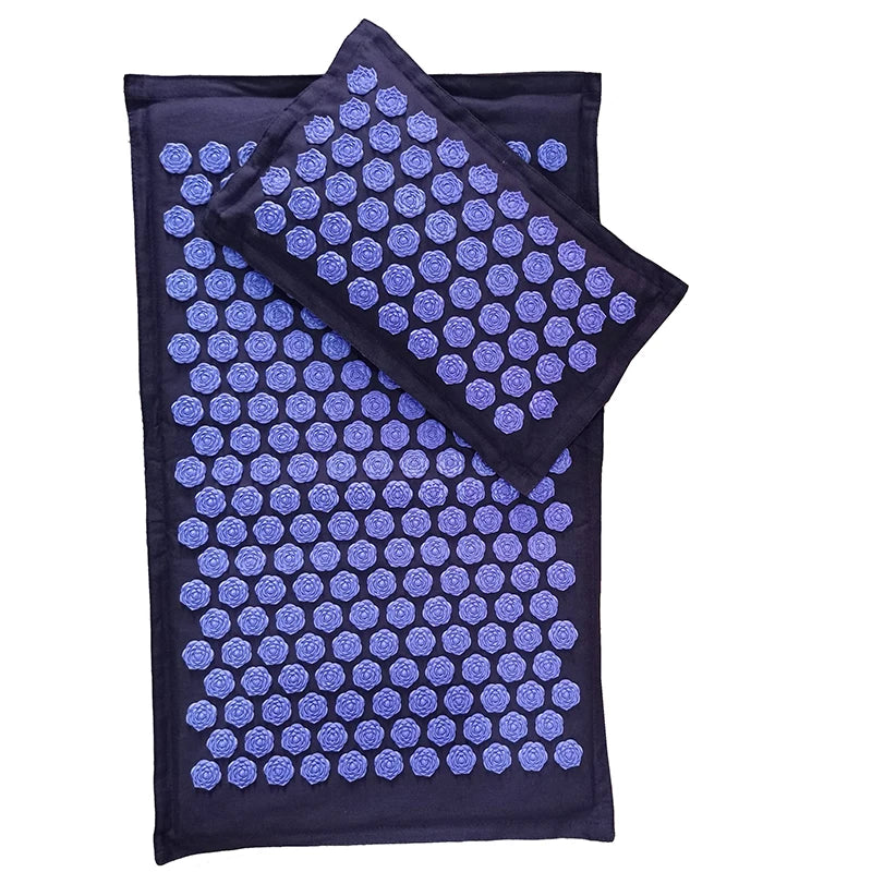 Nature Linen Coconut Palm Acupressure Yoga Mat – Lotus Spike Mat with Bag & Pillow Cushion (74x44cm)
