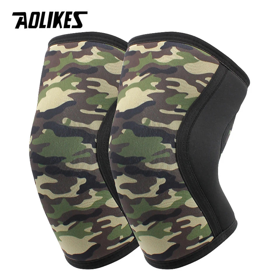 AOLIKES 1 Pair Squat 7mm Knee Sleeves Pad Support Gym Sports Compression Neoprene Knee Protector For CrossFit Weightlifting