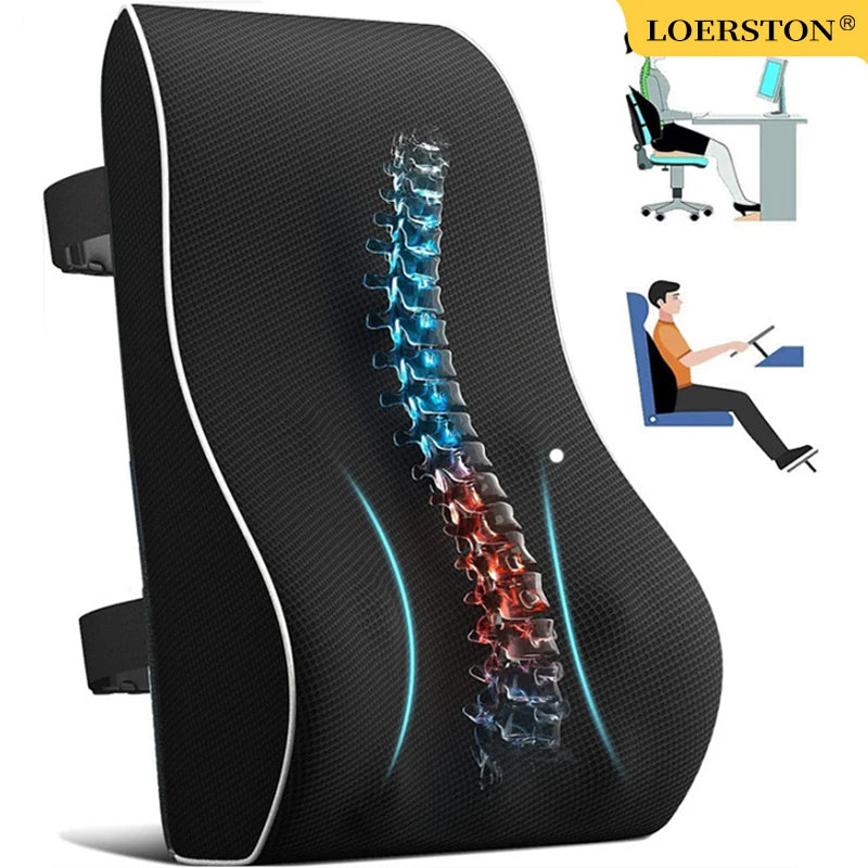 HEALTENCE Memory Foam Lumbar Back Cushion – Ergonomic Car & Office Support