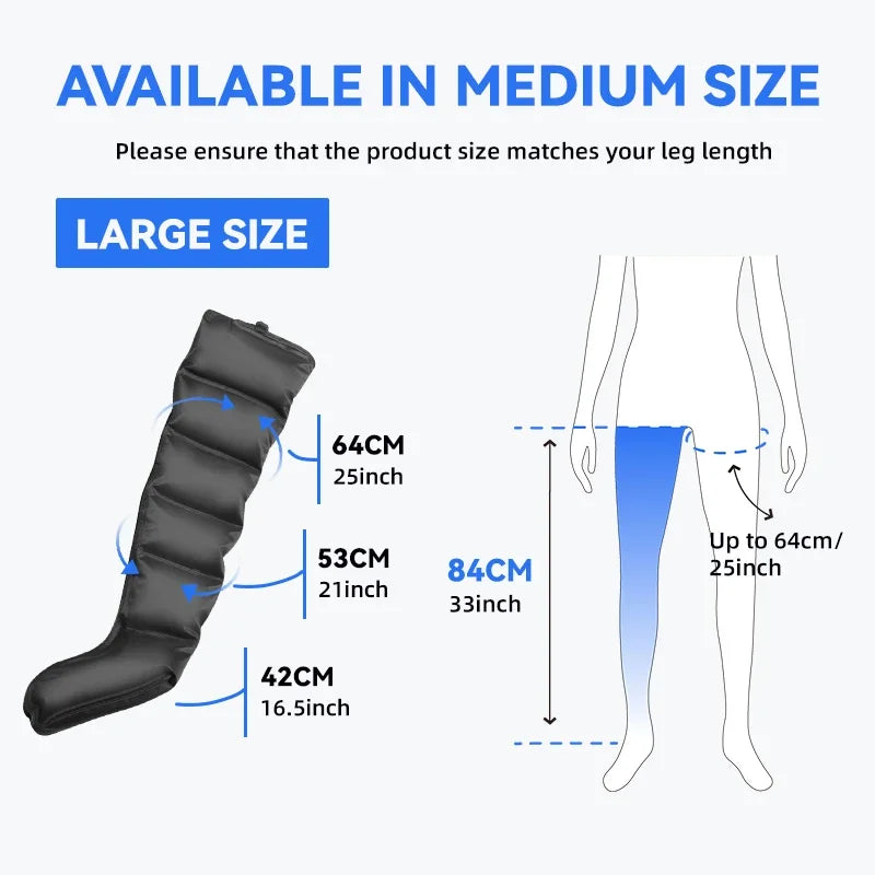 JinKairui Electric Pneumatic Leg Massager – Extended Air Compression for Thighs, Calves & Feet with Remote