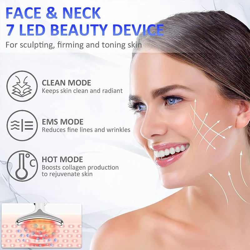 7-Color EMS Neck & Face Lifting Massager – LED Photon Therapy for Skin Tightening & Double Chin Removal