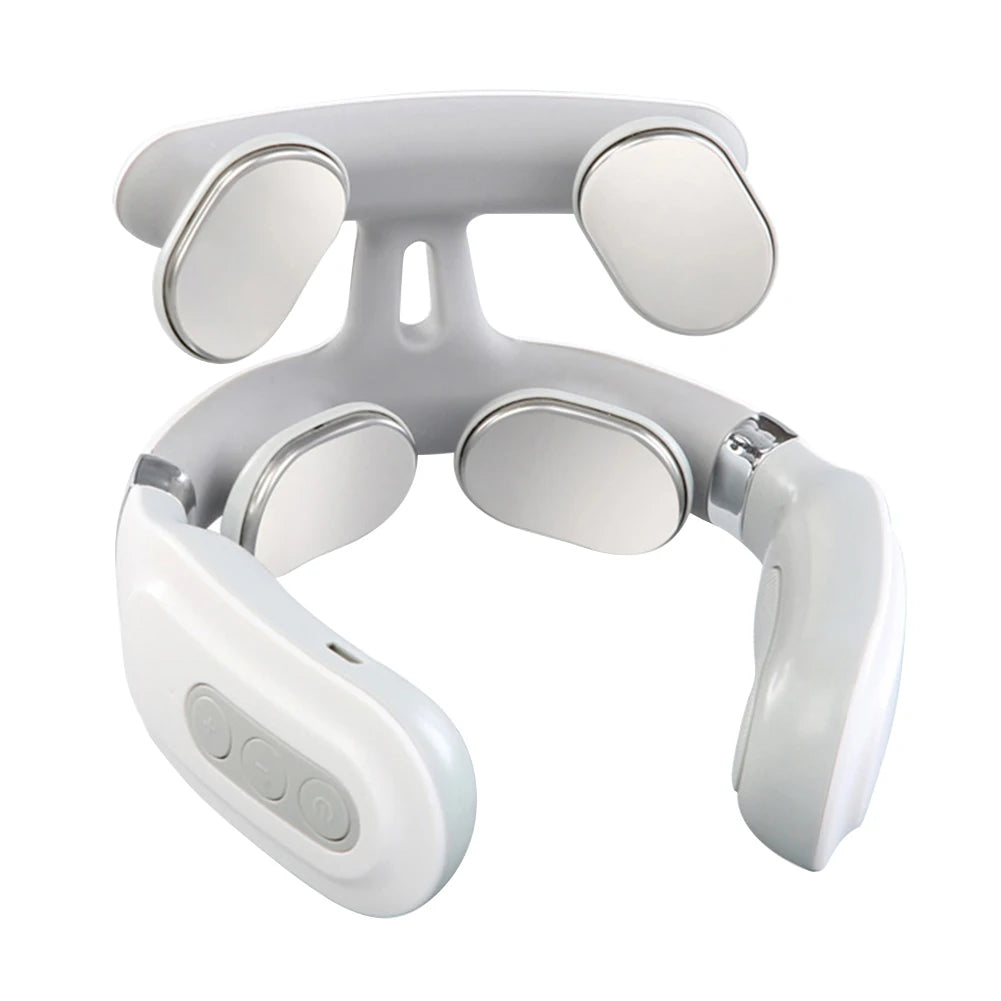 4 Head Electric Back Massage Instrument USB Rechargeable Vibration Massage Instrument Heating for Cervical Spine Body Massage
