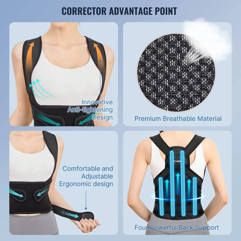 Unisex Back Brace Posture Corrector – Adjustable Shoulder Straightener for Upper Hunchback & Spine Correction