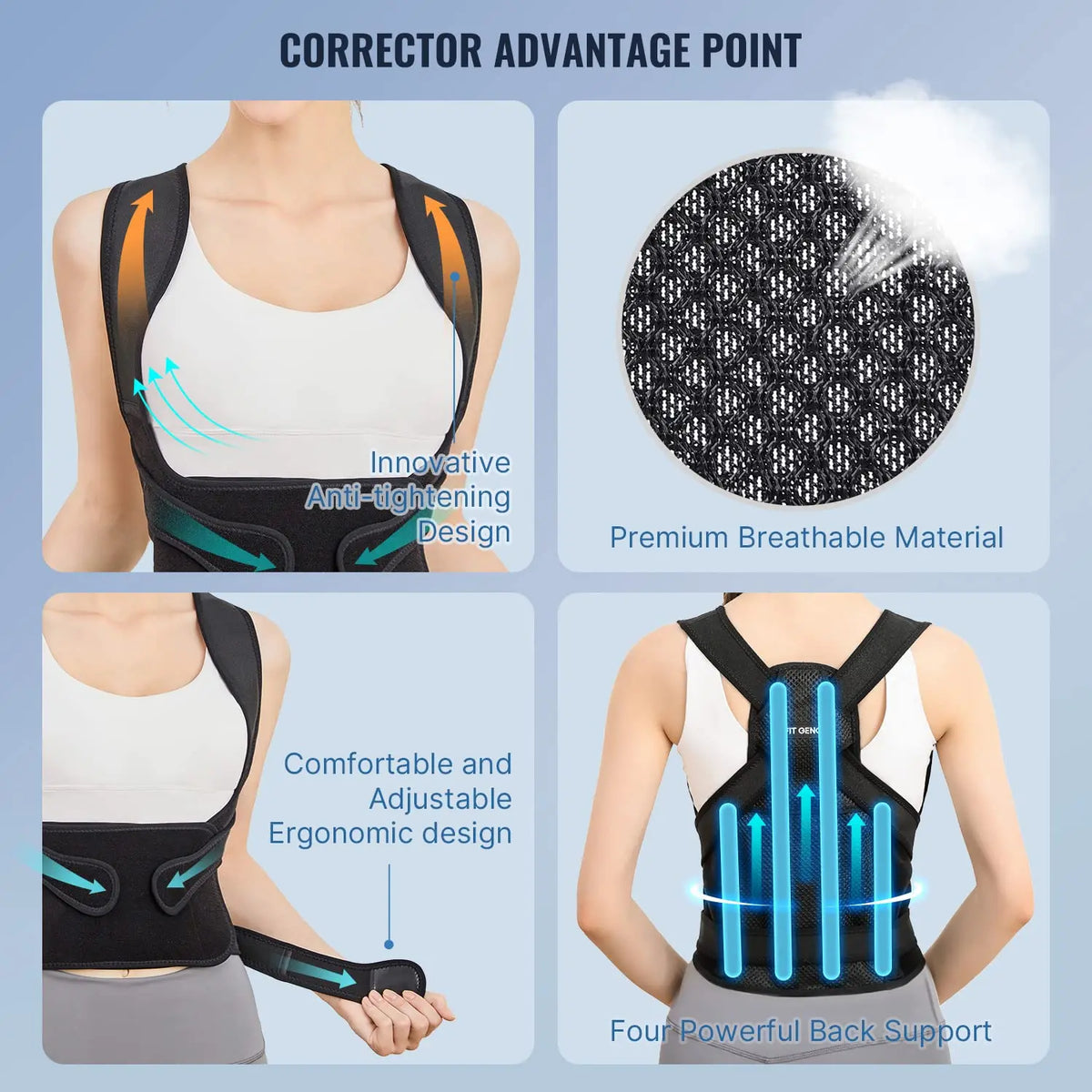 Adjustable Full Back Posture Corrector – Clavicle & Shoulder Straightener