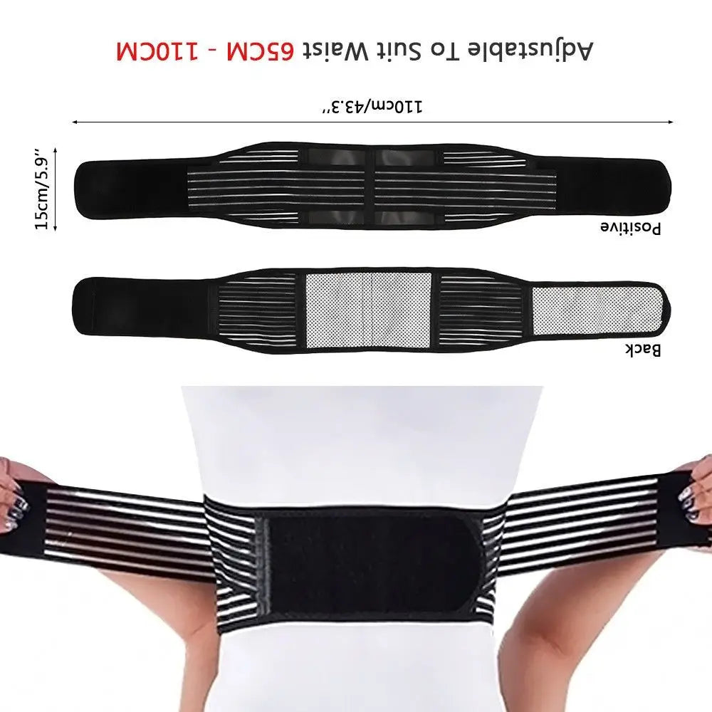 Unisex Magnetic Self-Heating Back Support Belt – Adjustable Lumbar Brace with Massage Band for Health Care