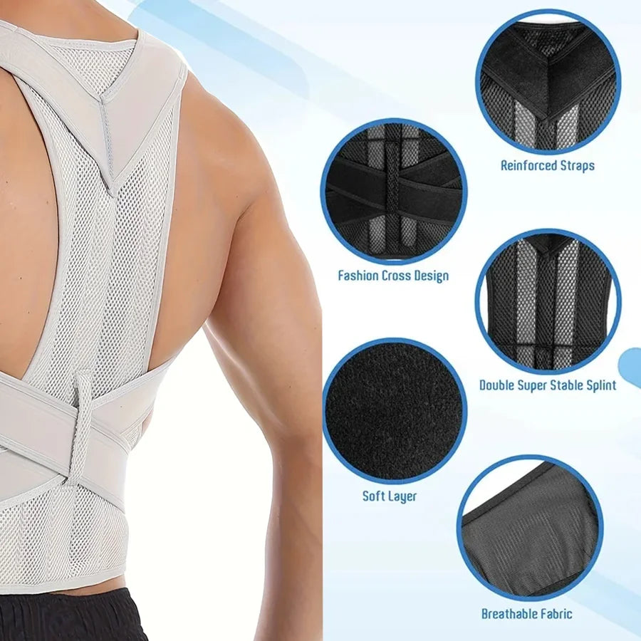 Adjustable Back Posture Corrector With Breathable Shoulder And Waist Support Straps For Boys And Girls To Relieve Back Pain