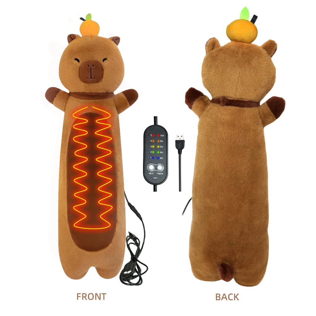 Electric Heating Pad for Period Cramps – Heatable Capybara Plush Stuffed Animal with Hot Belly for Women