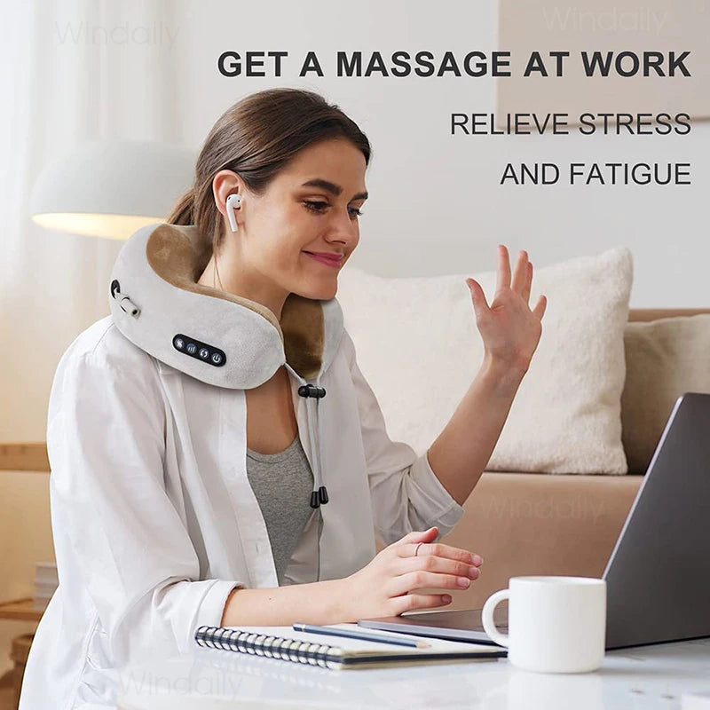 HEALTENCE 3D Shiatsu Neck Massager – U-Shaped Vibrating Pillow