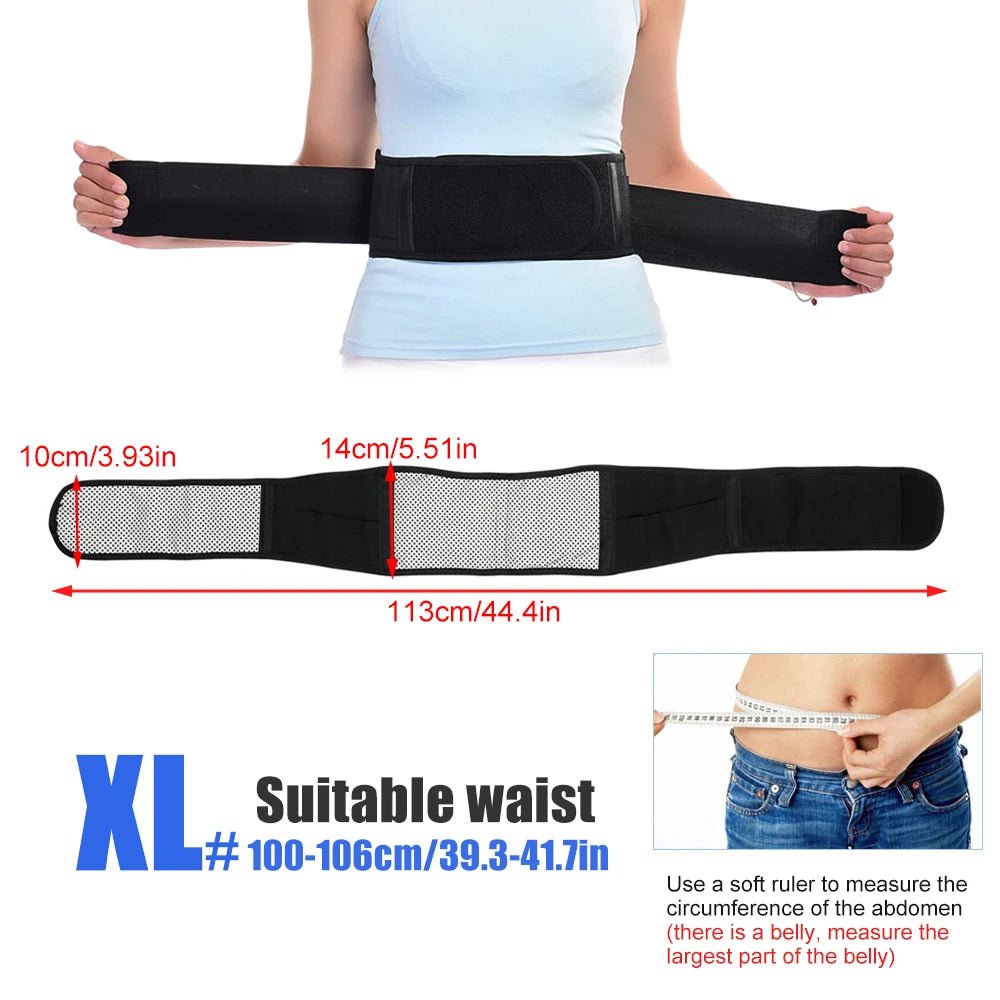 Heating Back Brace for Lower Back Pain Relief – Adjustable Magnetic Therapy Lumbar Support Belt - Heated Waist Wrap for Sciatica